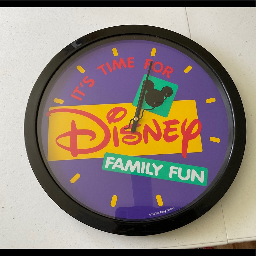 Disney 14.5” Large Wall Clock It’s Time For Disney Family Fun Bat…